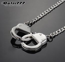 Oulai777 collier en or pour hommes en acier inoxydable menottes pendentifs colliers chaînes accessoires masculins dame or personnalité Hip hop1257766