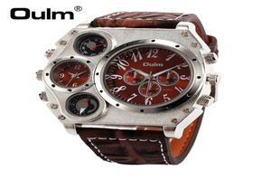 OULM 1349 MEN039S Dual Movement Sports Militair horloge met kompas thermometer decoratie zwarte wijzerplaat Big Size 58cm diameter 5531496