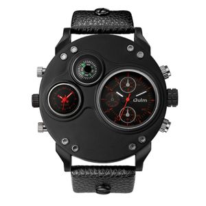 OULM Brand Smooth Luster Simple Gegene Playful Quartz Watch Compass Youth Teenagers Mens Watches Dual Time Zone Grote Dial Masculinit 254F