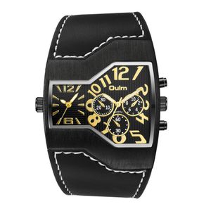 Oulm nouvelles montres hommes marque de luxe plusieurs fuseaux horaires mâle montre-bracelet à Quartz décontracté bracelet en cuir montre relogio masculino243R
