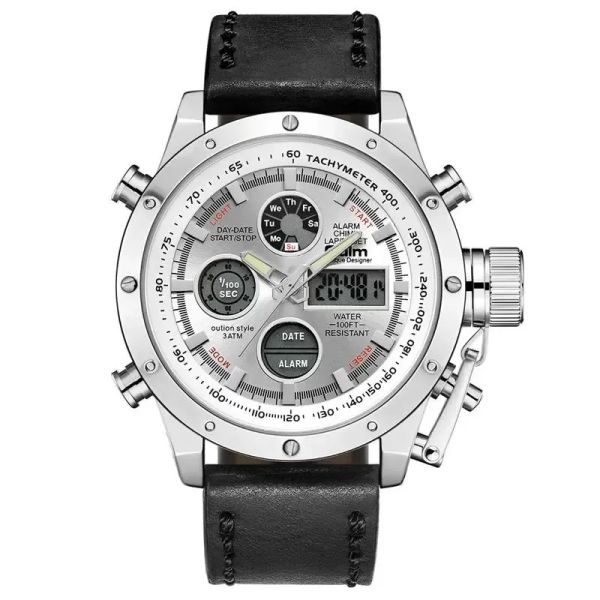 OULM SPORTES MONTRES Men Top Brand Luxury Double Affichage Affichage étanche à bracelet Male Chronographe Lumineux Mas