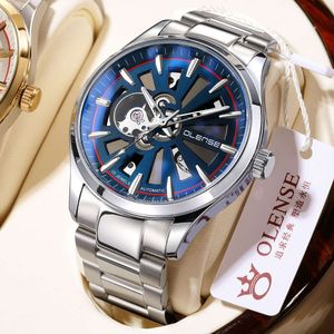 Oulong Shi merk volledig automatisch mechanisch horloge voor heren, waterdicht, zakelijk precisiestaal, modieus, hoge esthetische waarde, knap