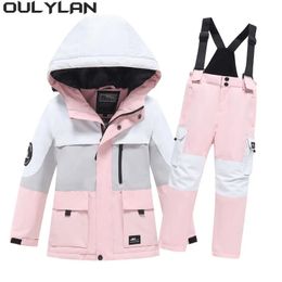 Oulylan enfants hiver Ski costumes couleur unie coupe-vent isolation imperméable Snowboard vêtements costume respirant Ski ensemble 240111