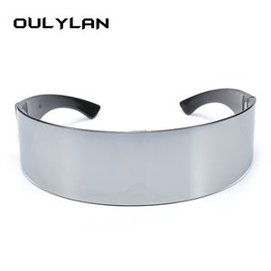 Oulylan hommes Wrap lunettes de soleil femmes bandeau intégral noir argent nuances haut plat nouveauté Costume fête drôle étrange lunettes