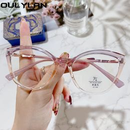 Oulylan TR90 montura de gafas de ojo de gato para mujer, gafas ópticas antiluz azul para ordenador, gafas graduadas transparentes para mujer 240118