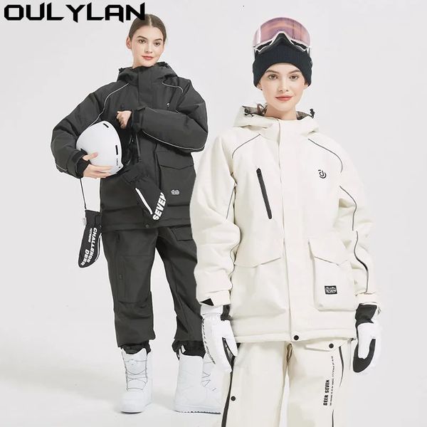 Oulylan Wasserdichter Skianzug-Set, Snowboard-Kleidung, Outdoor-Kostüme, wasserdichte Winterjacken, Hosen, Herren- und Damen-Schneebekleidung 231227