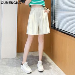 Oumengka Allmatch 5 Solid Color informal Summer Offics Women Aline Aline Slim Short Femme Chic S4XL Ladies Bottom 240409