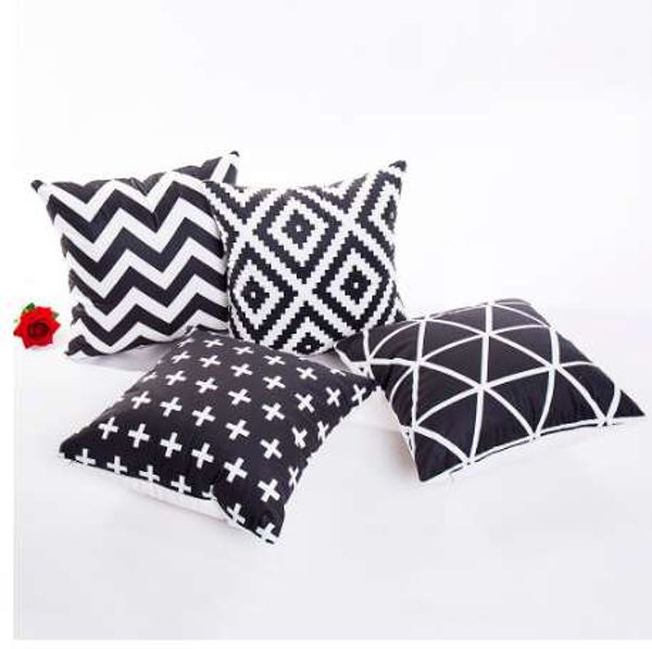 Ouneed noir blanc Polyester taie d'oreiller géométrique oreillers décoratifs pour canapé siège housse de coussin 43x43 cm décor à la maison