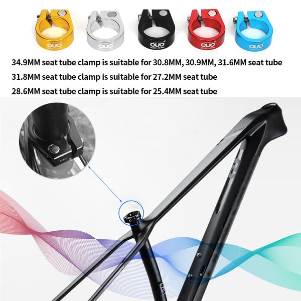 Ouo en aluminium alliage Mtb Road Bicycle Seat Post Clamp 28.6 / 31.8 / 34,9 mm Pole de selle Bike Pipe CLAMP CYCLING SEAT ACCESSOIRES