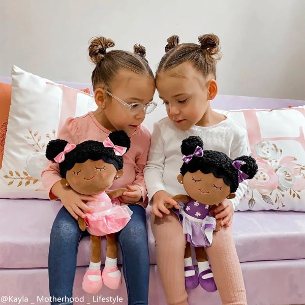 Ouozzz 38cm poupées en peluche mignonnes mignonnes pour filles afro-américaine poupées noires de poupées en peluche toys poupées enfants cadeaux d'anniversaire