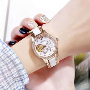 Oupai Watch Dames uitgeholde machines Volautomatische keramische armband Waterdicht, eenvoudig, licht en luxe