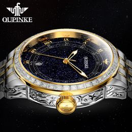 OUPINKE 3203 All Star Blue Galaxy Watch Calendrier en acier inoxydable All Star Blue Galaxie