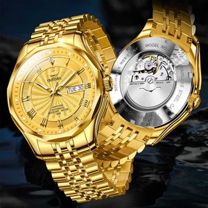 OUPINKE Luxe heren diamant automatische mechanische saffierspiegel met een 50 meter waterdichte originele top fashion horloge G230529