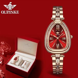 Oupinke Watch for Women Movement Swiss Luxury Diamond Diamond Sapphire Mirror WatperOof Original Elegant Robe Ladies Griat Set 240419