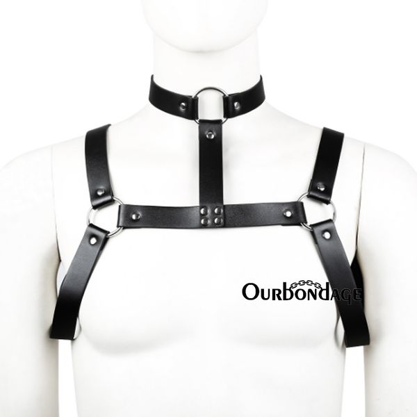 Ourbondage sexyy Hommes X-Shape BDSM Bondage PU Cuir Corps Poitrine Muscle Harnais Ceinture Punk Sangle Collier Gay sexy Jouet Contraintes HOT