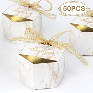 OurWarm 30/50pcs boîtes à bonbons de style marbre faveurs de mariage créatives et cadeaux pour les fournitures de fête d'invité papier merci coffrets cadeaux CX220423