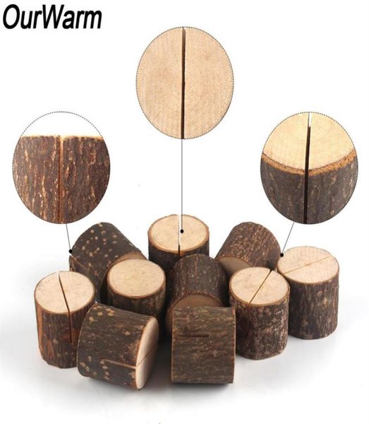 Ourwarm 502010pcs Numéro de table en bois naturel Nom de la carte Nom de la carte Mémo Dossier Sage de siège Rustique Décoration de fête de mariage249w3351055