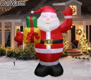 Ourwarm Christmas Party Outdoor gonflable Santa Claus LED Light Figure Toys Jardin Nouvel An décorations 2019 150cm US EU Plug UWD9058420
