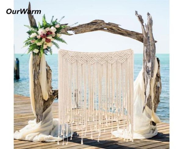 Ourwarm DIY Boho Mariage rustique Macrame Curtains Wall Po Backdrop Handmade Cotton Summer Wedding Engagement Party Decoration 202109650897