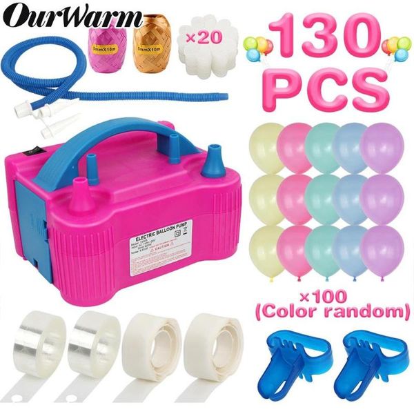 Decorazione per feste Ourwarm Pompa per palloncini elettrica Gonfiatore Doppio foro Aeratore portatile Eu/US Plug Ugello Compressore Ballons Accessori