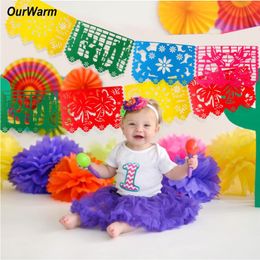 OurWarm Fiesta Thema Verjaardagsfeestje Decoraties Serape Tafelloper Vilt Banner Papier Fan voor Mexicaanse Bruiloft Feestartikelen245r