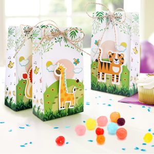 Ourwarm Kids Birthday Candy Tassen met stickers Leuke dieren Unicorn Cookie Paper Box Party Decor Baby Shower Wedding Gunsten Gift