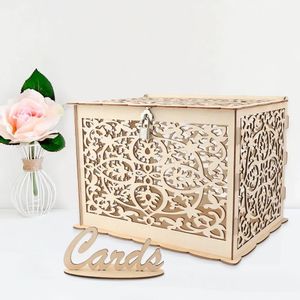 Onze warm trouwkaart doos houten urn huwelijkskaartboxen envelop voor bruiloftspullen doe -het -zelf met slot jubileumfeestdecoratie 240509