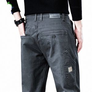 Oussyu – pantalon Cargo pour hommes, vêtements de marque, 2024 coton, couleur unie, vêtements de travail décontractés, large, coréen, survêtement, C713 #, nouvelle collection 97%