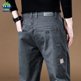 OUSSYU marque vêtements hommes Cargo pantalon 97% coton couleur unie vêtements de travail pantalon décontracté large coréen survêtement pantalon mâle 240220