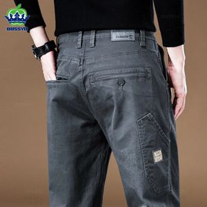 Oussyu Brand Vêtements Mens Pantalon de chargement 97% Coton Couleur solide Travail Pantal Casual Pantalon coréen pantalon mâle 240403