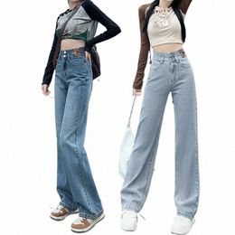 Oussyu Vrouw Jeans Hoge Taille Rechte Wijde Pijpen Cott Denim Kleding Blauw Streetwear Vintage Fi Harajuku Vrouwen Broek S9cF #