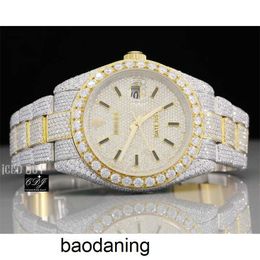 Out Moissanit Ap Studded y Iced Luxusuhr Bust Down Two Tone Hip Hop Diamond Watch für Männer und Frauen20rg cy