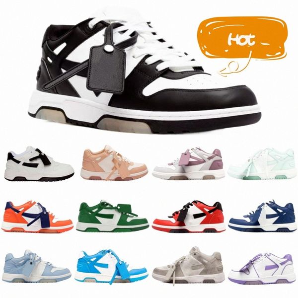 Fuera de la zapatilla de deporte de la oficina Hombres ocasionales Offes Zapatos blancos Mujeres Low-tops Negro Blanco Panda Rosa Cuero Azul claro Patentes Entrenadores Corredores Zapatilla de deporte patineta g58g #