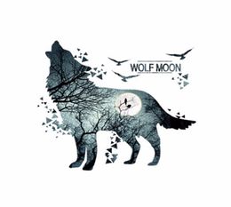 Outad Fashion Silhouette Forest Moon Night Wolf Sofa Achtergrond Wallpaper Stijlvolle slaapkamer Wandsticker Kalon Muurschildering Home Decor7966740