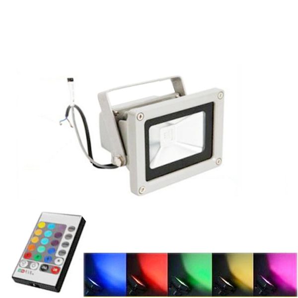 Extérieur 10W 20W 30W 50W 100W Étanche IP65 LED Lumière d'inondation RVB Changement de couleur Wall Washer Lampe LED Éclairage + Télécommande IR 24Key