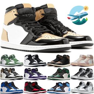 Chaussures de basket-ball hautes en plein air 1 Royal réimaginé perdu et trouvé Golf Gold Toe Panda Lucky Green White Cement Dark Mocha University Blue entraîneur de gymnastique pour hommes