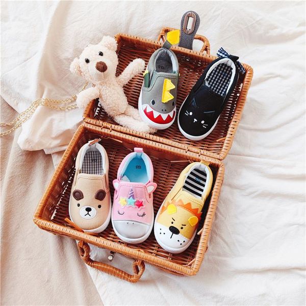 En plein air 3d dessin animé bébé enfants toile chaussures semelle souple 14t enfant en bas âge chaussures Slipon enfants premier marcheur licorne requin chaussures Zapatos Para Bebes