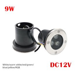 Outdoor 3x3W DC 12V Tuin LED-ondergrondse lampen Landschap Licht 9W High-Power Gehard Glas IP67 Waterdichte LED-lamp