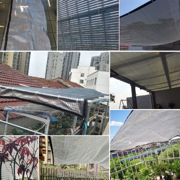 Extérieur 55 ~ 99% Anti UV Nouvel aluminium Foil Sunshade Net Garden Plant Cover Sun Shade Sail Gazebo Tent Tent Soleil Sborde