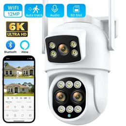 Extérieur 6k 12MP trois objectifs 8x zoom ptz ip caméra ai Human Detection HD 8MP Double écrans wifi caméra cctv security System ICSEE 240506