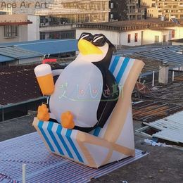 Extérieur 8mh (26 pieds) Penguin Giant Giant Air Blow Animal Cartoon Modèle pour une aire de jeux ou une décoration de plage