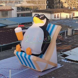 Buiten 8mh (26ft) opblaasbare pinguïn gigantische luchtblazing dierencartoonmodel voor speeltuin of stranddecoratie