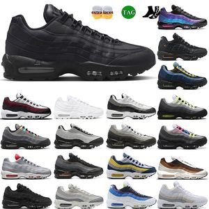 Chaussures de course en plein air 95 hommes 95s Triple Black White OG Neon Crystal Blue Bred Dark Beetroot Solar Red Smoke Grey baskets pour hommes baskets d'extérieur