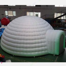 Actividades al aire libre 10 m de diámetro Inflable Igloo Igloo Dome Centro con LED Light White Structure Taller para la fiesta de eventos Exposición de bodas Congreso de negocios