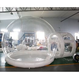 Activités de plein air, tente dôme tunnel en PVC de 4m de diamètre + 2m, globe extérieur de camping, maison à bulles gonflable transparente pour fête de mariage, nouveauté 2024