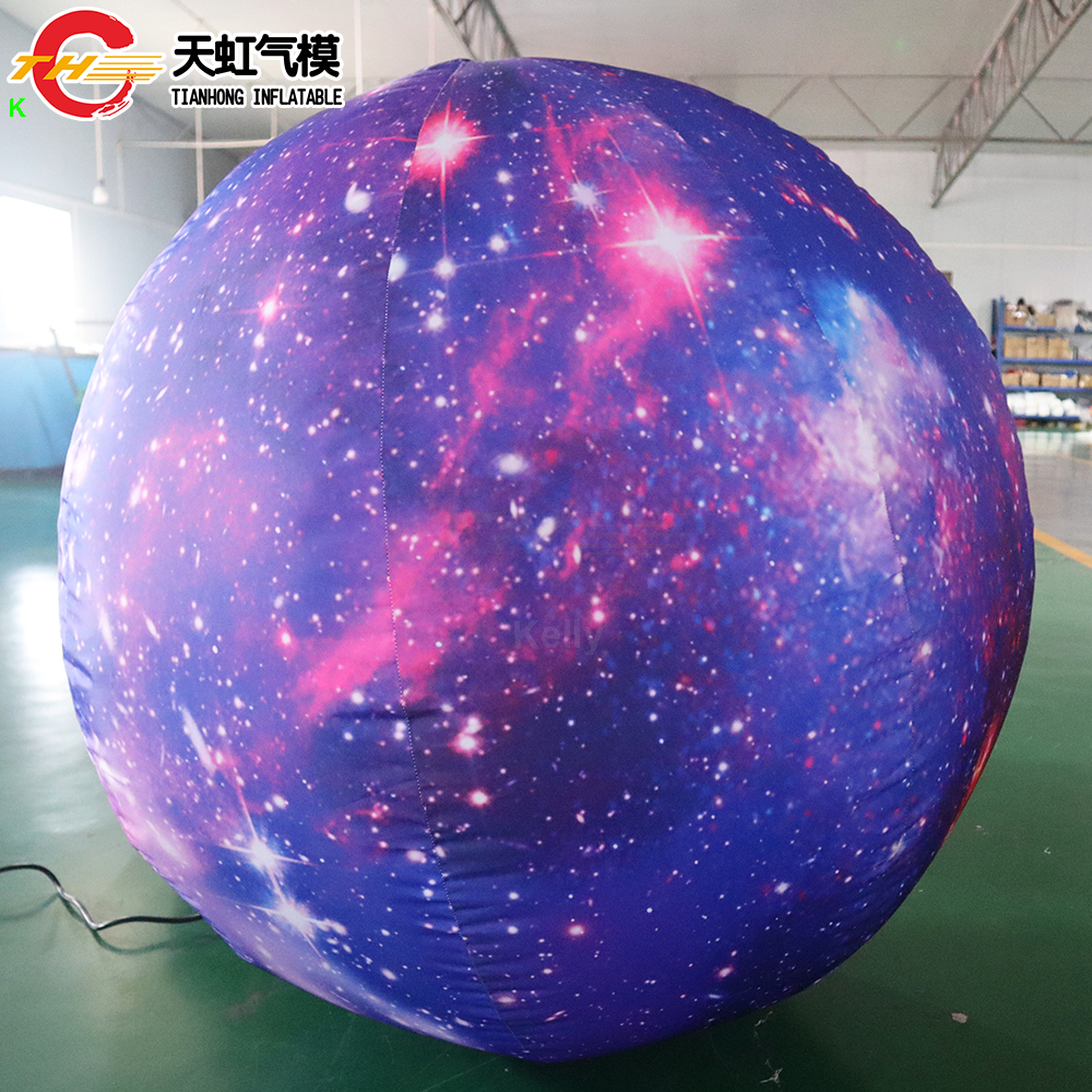 Atividades ao ar livre 3M Balão inflável gigante LED Modelo de planeta inflável com tema de iluminação LED para decoração