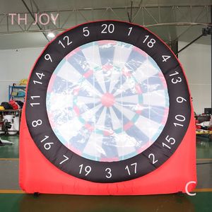 buitenactiviteiten 5 mH (16,5 ft) met blower groot opblaasbaar voetbalvoetdartbord, goedkope voetbaldart opblaasbare spellen met kleverige ballen