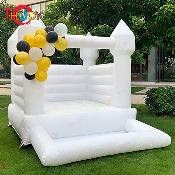 Actividades al aire libre 4,5x4,5 m (15x15 pies) Mini gorila de PVC para niños, casa de rebote blanca con piscina de bolas, castillo inflable rosa