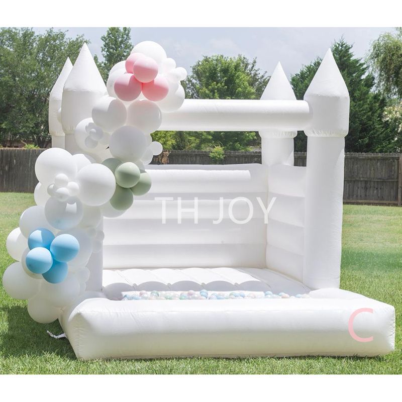 outdoor activities 4.5X4.5m (15x15ft) full PVC kids inflatable bouncer house jumping bouncy castle white house with ball pit for birthday party