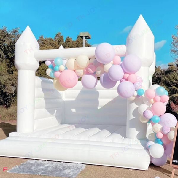 activités de plein air 4,5x4,5 m (15x15 pieds) avec souffleur Gonflable Mariage Lune Maison Sautant Videur Blanc Bounce House Fête d'anniversaire Air Jumper Château Gonflable